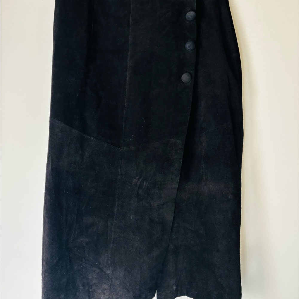Deer skin vintage Elegant Black Buttoned Skirt lined size 14